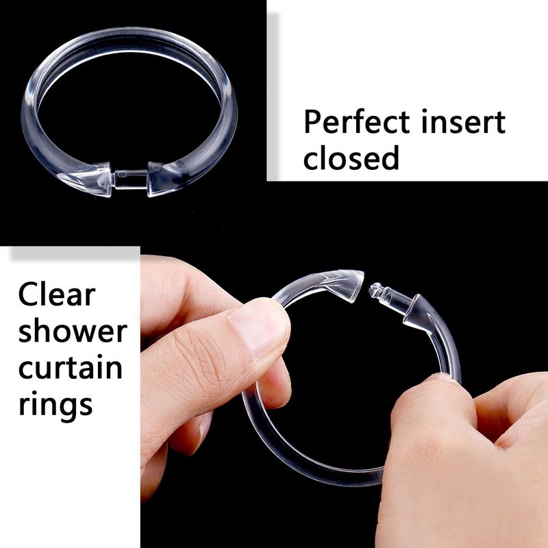HESTYA 20 Pack Plastic Clear Round Shower Curtain Rings for Bathroom Shower Rod - Image 3